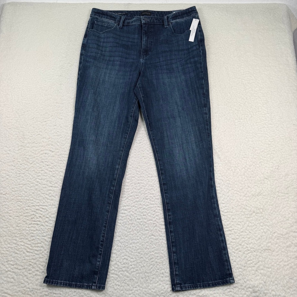 NWT Talbots Straight Leg Jean 14 Blue High Rise Denim Stretch Casual Classic